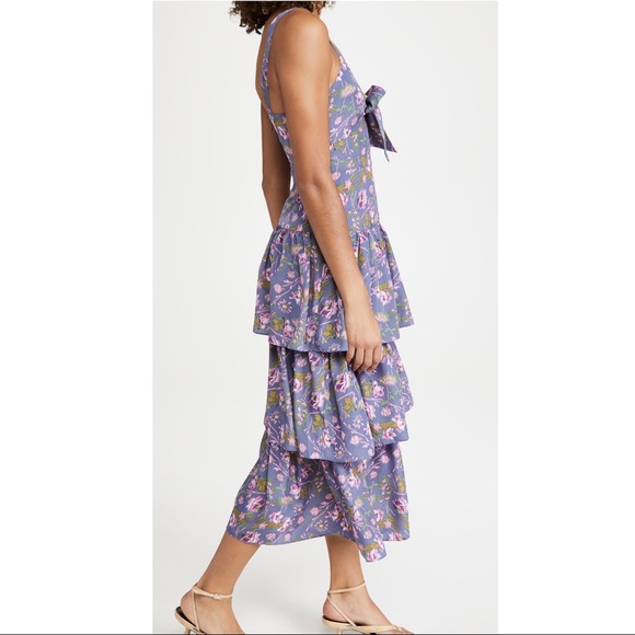 NEW LIKELY FLORAL PRINT TIERED MIDI DRESS - Picture 5 of 9
